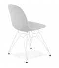 Chaise design DECLIK grise claire avec pieds en métal blanc - 