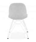 Chaise design DECLIK grise claire avec pieds en métal blanc - 