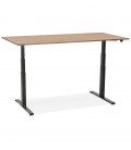 Bureau ergonomique électrique TRONIK noir avec plateau en bois finition Noyer 160x80 cm - 