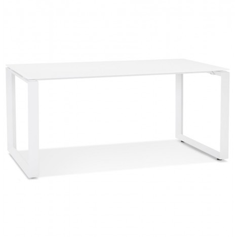 Bureau droit design BAKUS en verre et métal blanc 160x80 cm - 