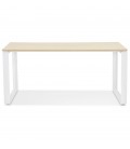 Bureau droit design BAKUS en bois finition naturelle et métal blanc 160x80 cm - 