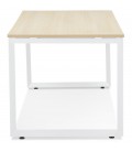 Bureau droit design BAKUS en bois finition naturelle et métal blanc 160x80 cm - 