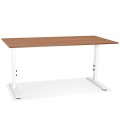 Bureau réglable en hauteur OSMOSE en bois Noyer et métal blanc 160x80 cm - 