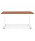 Bureau réglable en hauteur OSMOSE en bois Noyer et métal blanc 160x80 cm - 