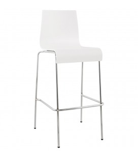 Tabouret haut KWATRO empilable en bois blanc sur 4 pieds