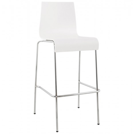 Tabouret haut KWATRO empilable en bois blanc sur 4 pieds - 