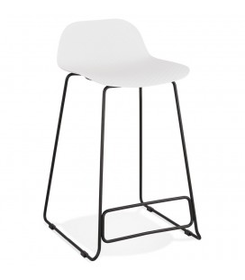 Tabouret snack mi-hauteur BABYLOS MINI blanc avec pieds en métal noir