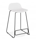 Tabouret snack mi-hauteur BABYLOS MINI blanc avec pieds en métal noir - 