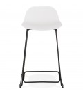 Tabouret snack mi-hauteur BABYLOS MINI blanc avec pieds en métal noir - 