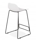 Tabouret snack mi-hauteur BABYLOS MINI blanc avec pieds en métal noir - 