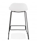 Tabouret snack mi-hauteur BABYLOS MINI blanc avec pieds en métal noir - 