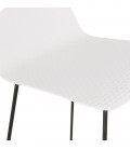 Tabouret snack mi-hauteur BABYLOS MINI blanc avec pieds en métal noir - 