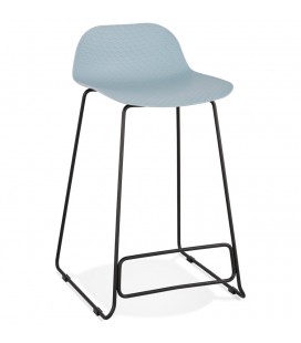 Tabouret snack mi-hauteur BABYLOS MINI bleu avec pieds en métal noir