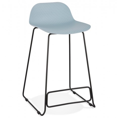 Tabouret snack mi-hauteur BABYLOS MINI bleu avec pieds en métal noir - 