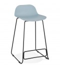 Tabouret snack mi-hauteur BABYLOS MINI bleu avec pieds en métal noir - 