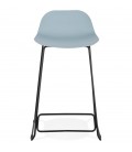 Tabouret snack mi-hauteur BABYLOS MINI bleu avec pieds en métal noir - 