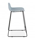 Tabouret snack mi-hauteur BABYLOS MINI bleu avec pieds en métal noir - 