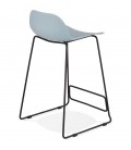 Tabouret snack mi-hauteur BABYLOS MINI bleu avec pieds en métal noir - 