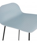 Tabouret snack mi-hauteur BABYLOS MINI bleu avec pieds en métal noir - 