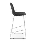 Tabouret de bar empilable FAKIR en tissu gris foncé et pied en métal chromé - 