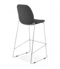 Tabouret de bar empilable FAKIR en tissu gris foncé et pied en métal chromé - 