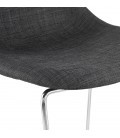 Tabouret de bar empilable FAKIR en tissu gris foncé et pied en métal chromé - 