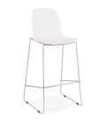 Tabouret de bar design empilable BERLIN blanc avec pied en métal chromé - 