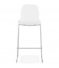 Tabouret de bar design empilable BERLIN blanc avec pied en métal chromé - 