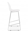 Tabouret de bar design empilable BERLIN blanc avec pied en métal chromé - 