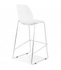 Tabouret de bar design empilable BERLIN blanc avec pied en métal chromé - 