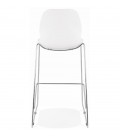 Tabouret de bar design empilable BERLIN blanc avec pied en métal chromé - 