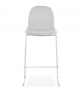 Tabouret de bar empilable FAKIR en tissu gris clair et pied en métal chromé - 