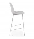 Tabouret de bar empilable FAKIR en tissu gris clair et pied en métal chromé - 