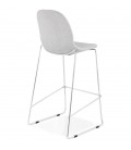 Tabouret de bar empilable FAKIR en tissu gris clair et pied en métal chromé - 
