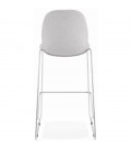 Tabouret de bar empilable FAKIR en tissu gris clair et pied en métal chromé - 