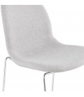 Tabouret de bar empilable FAKIR en tissu gris clair et pied en métal chromé - 
