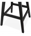 Tabouret snack mi-hauteur MORISS MINI en velours noir et pieds en bois noir - 