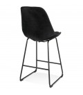 Tabouret snack mi-hauteur BULLY MINI en velours noir et pieds en métal noir - 