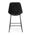 Tabouret snack mi-hauteur BULLY MINI en velours noir et pieds en métal noir - 