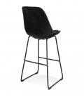 Tabouret de bar BULLY en velours noir et pieds en métal noir - 