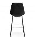 Tabouret de bar BULLY en velours noir et pieds en métal noir - 