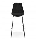 Tabouret de bar SPARK en velours noir et pieds en métal noir - 