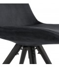 Chaise vintage RICKY en velours noir et pieds en bois noir - 