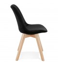 Chaise en velours noir JOE avec structure en bois naturel - 