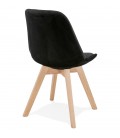 Chaise en velours noir JOE avec structure en bois naturel - 