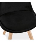 Chaise en velours noir JOE avec structure en bois naturel - 