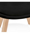 Chaise en velours noir JOE avec structure en bois naturel - 