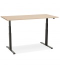 Bureau assis debout électrique TRONIK noir avec plateau en bois finition naturelle 140x70 cm - 