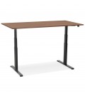 Bureau assis debout électrique TRONIK noir avec plateau en bois finition Noyer 140x70 cm - 