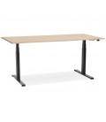 Bureau ergonomique électrique TRONIK noir avec plateau en bois finition naturelle 160x80 cm - 